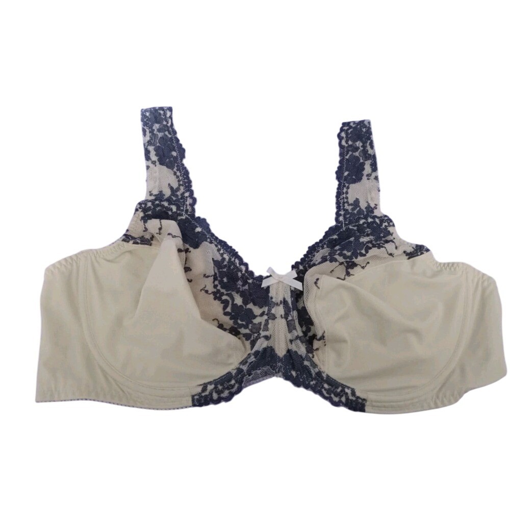 Curve Muse Women's 48D Lace Unlined Underwire Support Bra Beige NWT